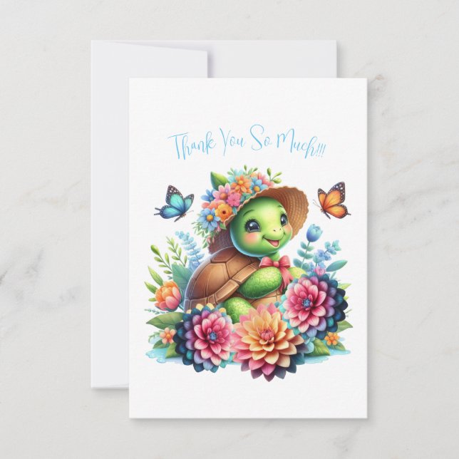 Magnifique Tortue de mer Florale Merci Carte de no (Devant)