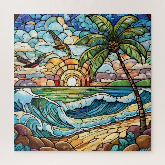 Magnifique Tropical vitrail art puzzle (Vertical)