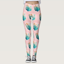 Magnifique Turquoise Cactus Motif Leggings