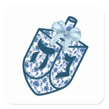 Magnifiques autocollants de dreidel bleu en chinoi