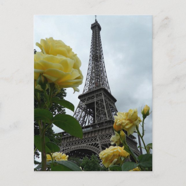 Magnifiques roses jaunes de la Tour Eiffel Carte p (Devant)