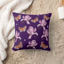 Magnolia and butterflies, watercolor pattern kissen
