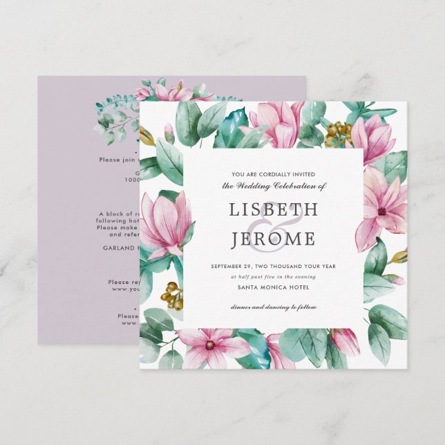 Magnolia Bloom | Alle in einer Botanischen Hochzei Einladung (Vorne/Hinten)