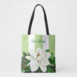 Magnolia Bloom Personalisiert grün und weiß Tasche