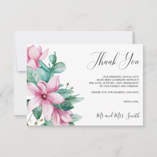 Magnolia Bloom | Rustic Floral Wedding Vielen Dank Dankeskarte (Vorderseite)