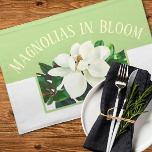 Magnolia Bloom   Tischset aus weißem und grünem St