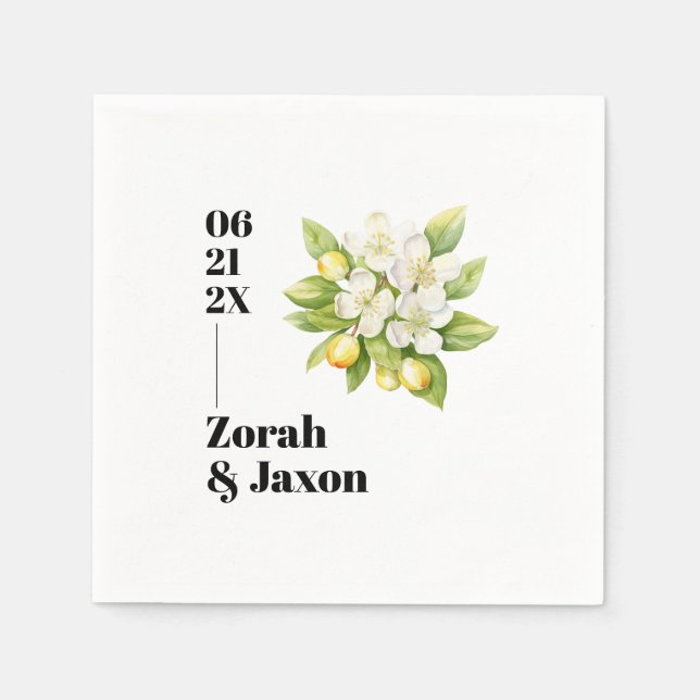 Magnolia Blooms Lemons Wedding Serviette (Vorderseite)