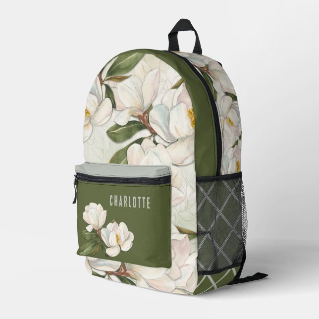 Magnolia Blooms Personalisierter Backpack Bedruckter Rucksack (Rückseitige Ecke Rechts)