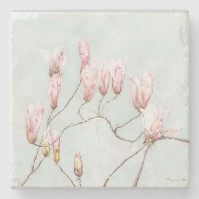 Magnolia Blossom Marmor Untersetzer (Vorderseite)