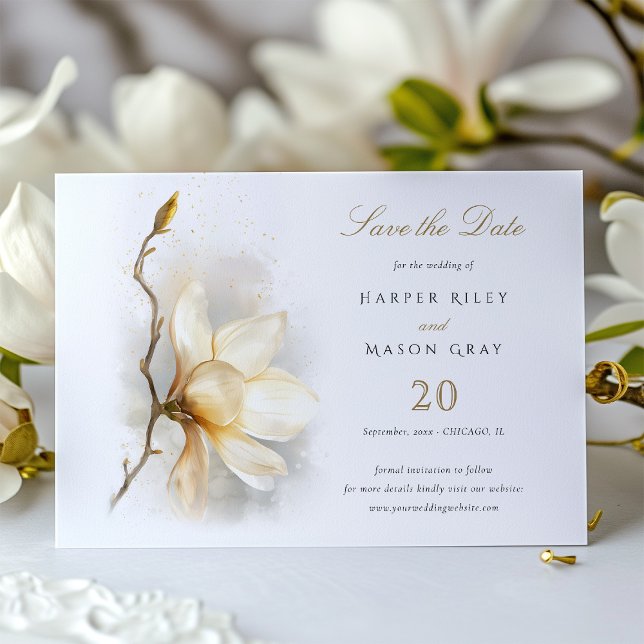 Magnolia Blossom Save the Date Card Einladung (Von Creator hochgeladen)