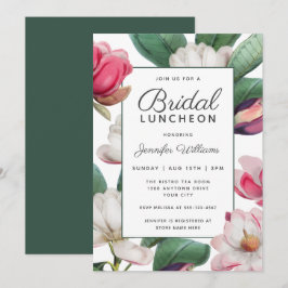 Magnolia Blossoms Boho Floral Bridal Luncheon Einladung