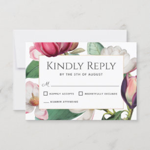 Magnolia Blossoms Élégant Mariage Floral RSVP