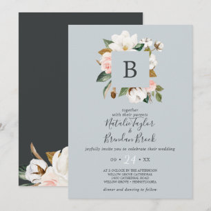 Magnolia Blue Gray auf einer Hochzeit Einladung
