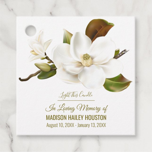 Magnolia Blume Beerdigung Gedenkstätte Geschenkanhänger (Vorderseite)