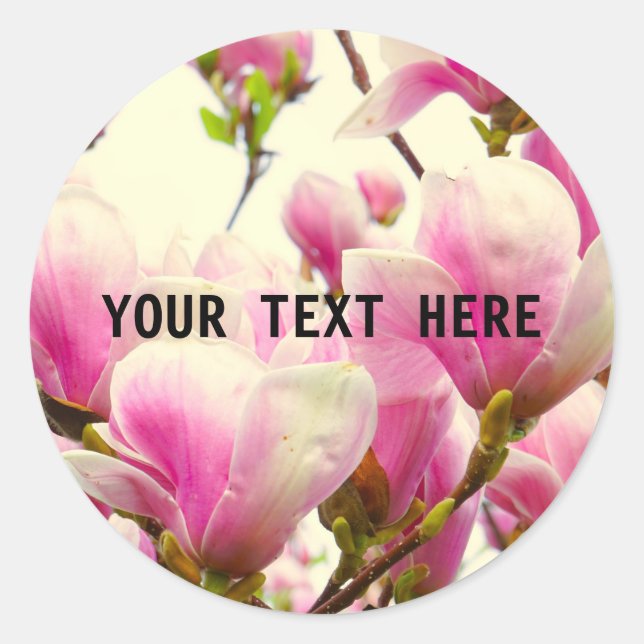 Magnolia Blume Botanischer Blumenkohl Chic Runder Aufkleber (Vorderseite)