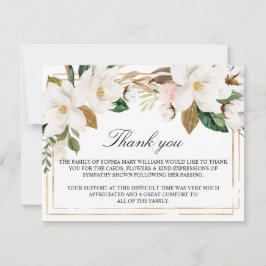 Magnolia Blume & Gold Frame Beerdigung Vielen Dank Dankeskarte