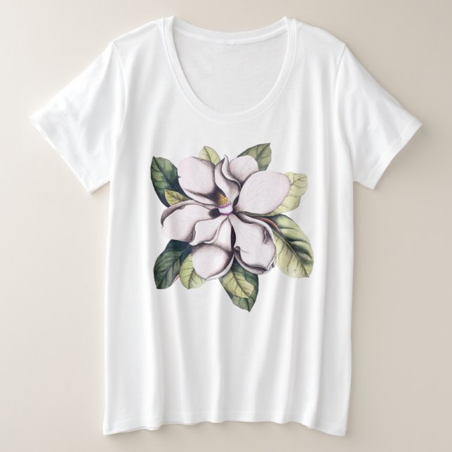 Magnolia-Blume Große Größe T-Shirt (Design vorne)
