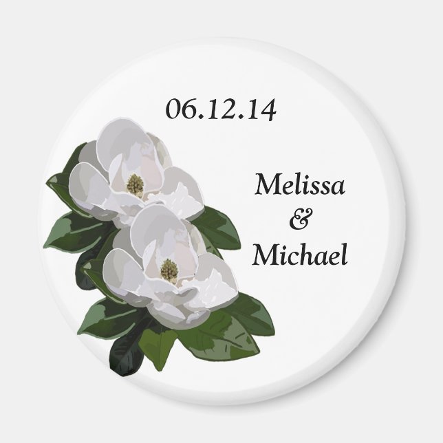 Magnolia-Blume Hochzeit Speichern Sie das Date Mag Magnet (Vorne)
