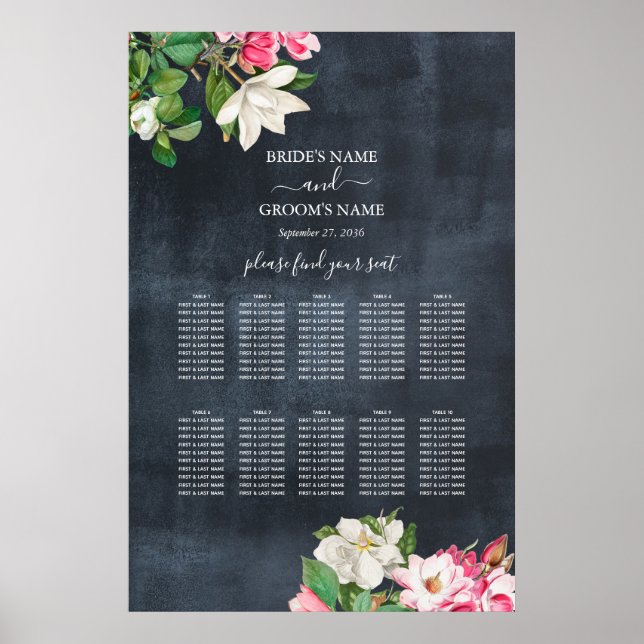Magnolia-Blume Hochzeitsskizze Poster (Vorne)