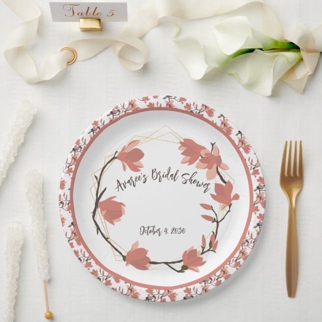 Magnolia-Blume im Brautparty Coral Pappteller (Hochzeit)