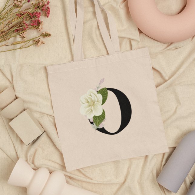 Magnolia-Blume-Monogramm Tragetasche (Von Creator hochgeladen)