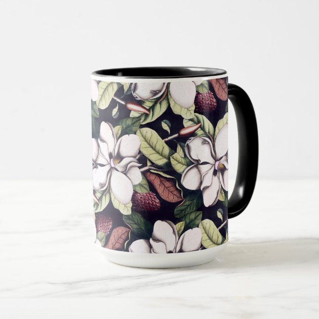 Magnolia-Blume-Muster Tasse (VorderseiteRechts)