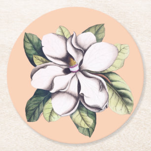 Magnolia-Blume Runder Pappuntersetzer