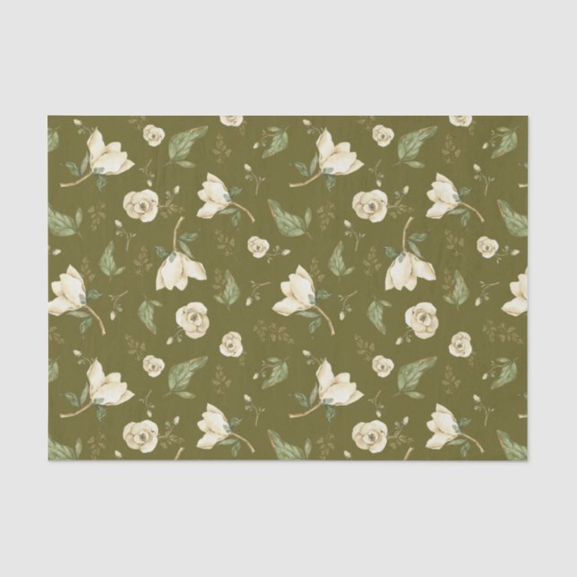 Magnolia Blume und Blätter Botanische Natur Seidenpapier (Vorderseite)