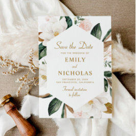 Magnolia Blumenhochzeit speichern Sie die Dattelka Save The Date
