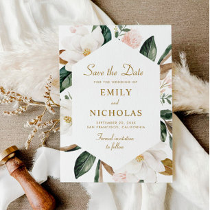 Magnolia Blumenhochzeit speichern Sie die Dattelka Save The Date