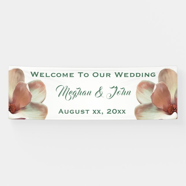 Magnolia Blush - Bannière Mariage - 2,5' x 8' (Horizontal)