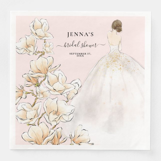 Magnolia-Brautparty Serviette (Vorderseite)