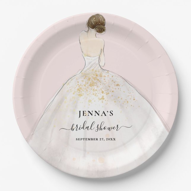 Magnolia Bride Brautparty Papierplatte Pappteller (Vorderseite)