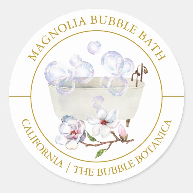 Magnolia Bubble Bath Runder Aufkleber (Vorderseite)