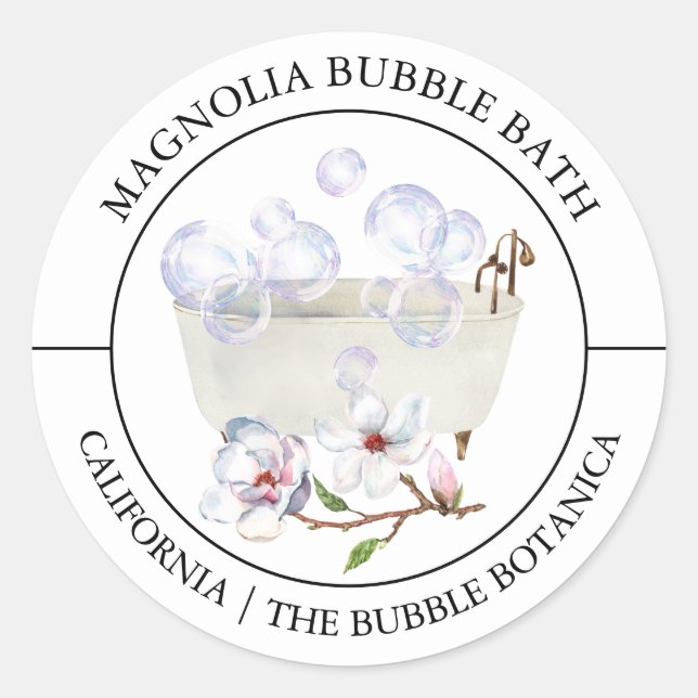Magnolia Bubble Bath Runder Aufkleber (Vorderseite)