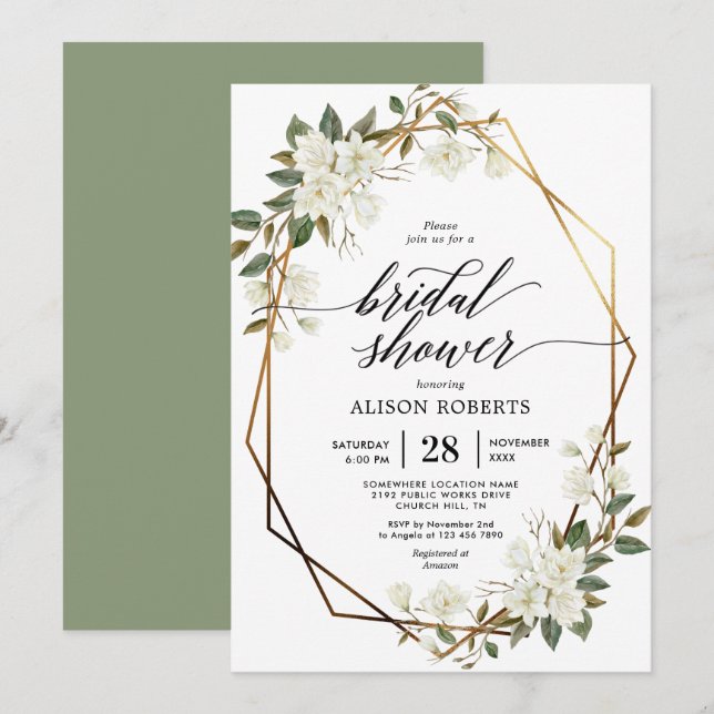 Magnolia cadre géométrique nuptiale invitation à l (Devant / Derrière)