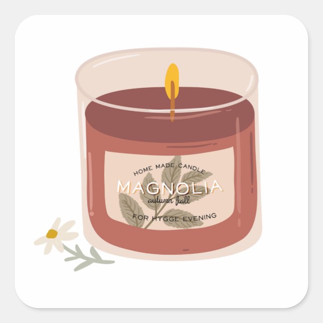 Magnolia Candle Quadratischer Aufkleber (Vorderseite)