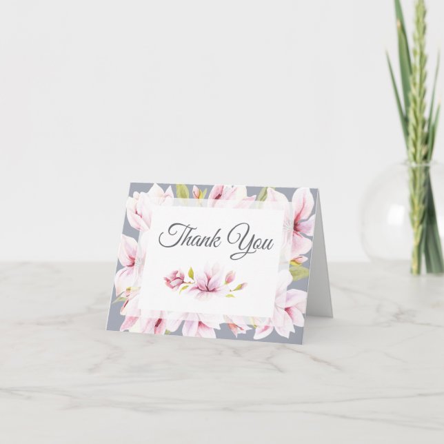 Magnolia Charm Watercolor Floral Danke Karte (Vorderseite)