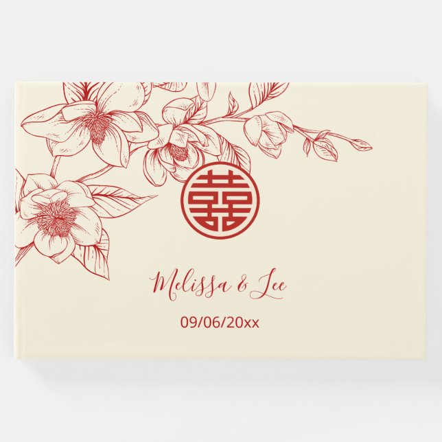 Magnolia-Chinesisch-Hochzeit Gästebuch (Vorderseite)