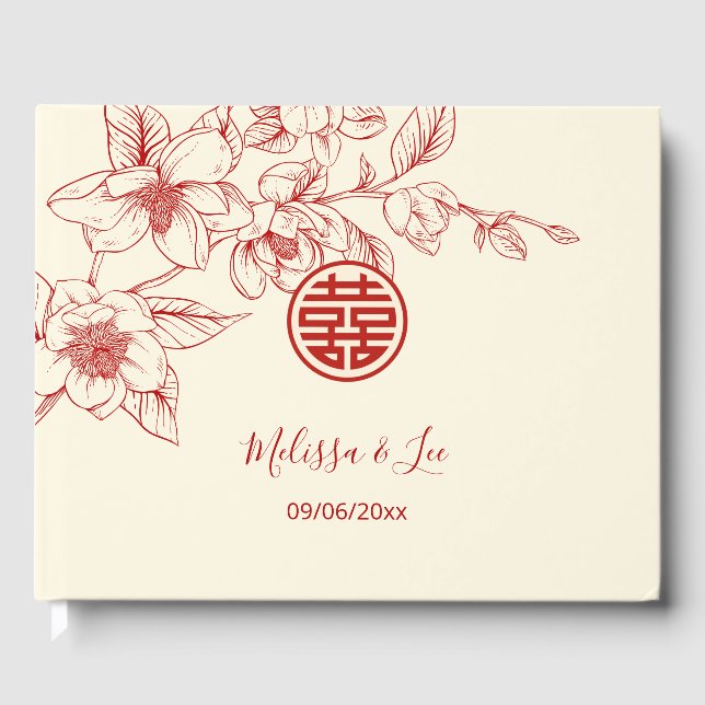 Magnolia-Chinesisch-Hochzeit Gästebuch (Vorderseite)