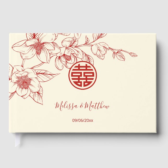 Magnolia-Chinesisch-Hochzeit Gästebuch (Vorderseite)