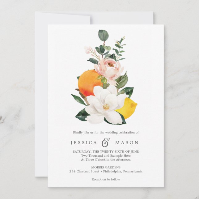 Magnolia Citrus Faire-part de mariage (Devant)