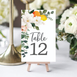 Magnolia Citrus Tischkarten Hochzeiten Tischnummer