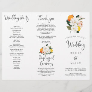 Magnolia-Citrus-Tri-Fold-Hochzeitsprogramm Flyer