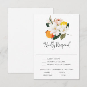 Magnolia Citrus Wedding Carte RSVP