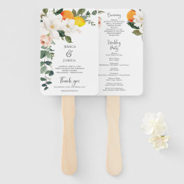 Magnolia Citrus Wedding Program Fan Editable Back Fächer