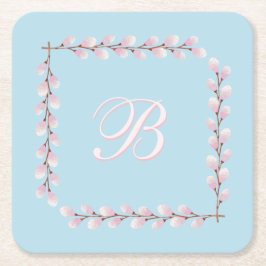 Magnolia Collection Spun Sugar Blue Hintergrund Sq Rechteckiger Pappuntersetzer