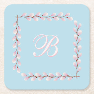 Magnolia Collection Spun Sugar Blue Hintergrund Sq Rechteckiger Pappuntersetzer