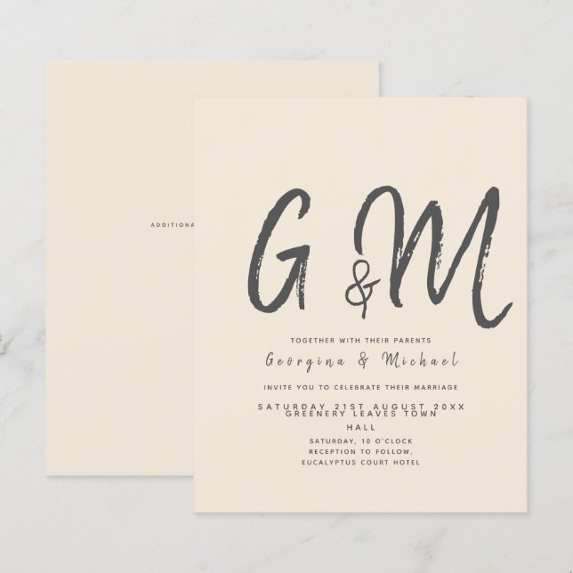 Magnolia Cream Modern Wedding Typografy (Vorne/Hinten)