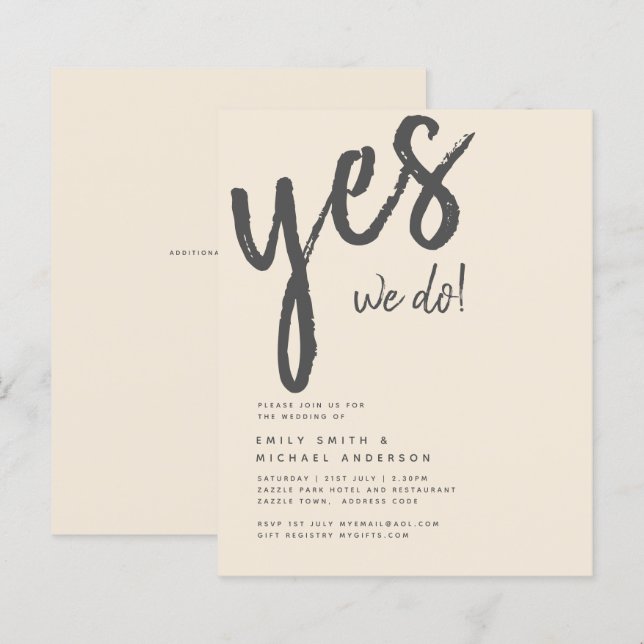 Magnolia Cream Modern Wedding Typografy (Vorne/Hinten)